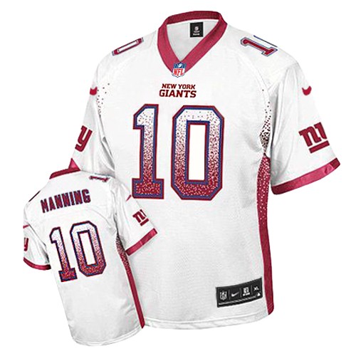 Men's Nike New York Giants #10 Eli Manning Elite White Drift Fashion NFL Jersey