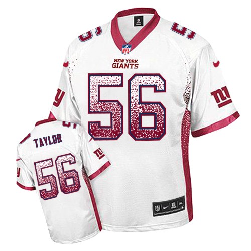 Men's Nike New York Giants #56 Lawrence Taylor Elite White Drift Fashion NFL Jersey