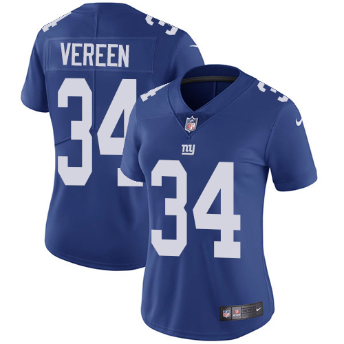 Women's Nike New York Giants #34 Shane Vereen Royal Blue Team Color Vapor Untouchable Elite Player NFL Jersey
