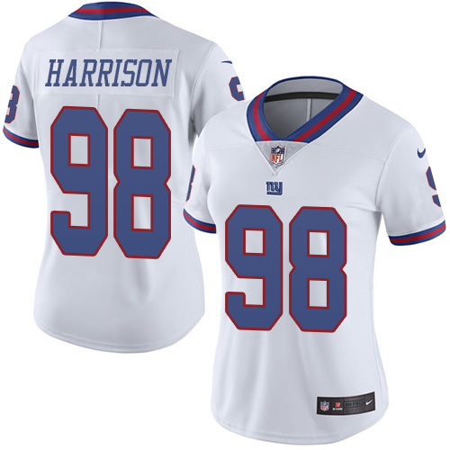 Women's Nike New York Giants #98 Damon Harrison Limited White Rush Vapor Untouchable NFL Jersey