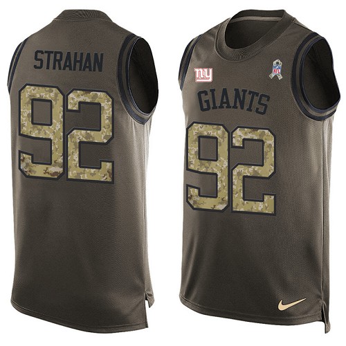 Men's Nike New York Giants #92 Michael Strahan Limited Green Salute to Service Tank Top NFL Jersey