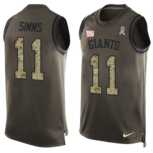 Men's Nike New York Giants #11 Phil Simms Limited Green Salute to Service Tank Top NFL Jersey
