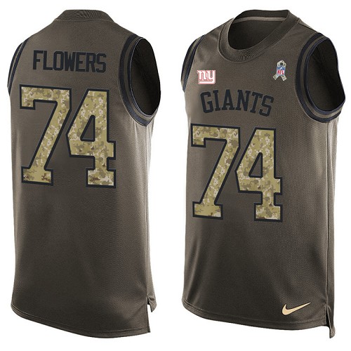 Men's Nike New York Giants #74 Ereck Flowers Limited Green Salute to Service Tank Top NFL Jersey