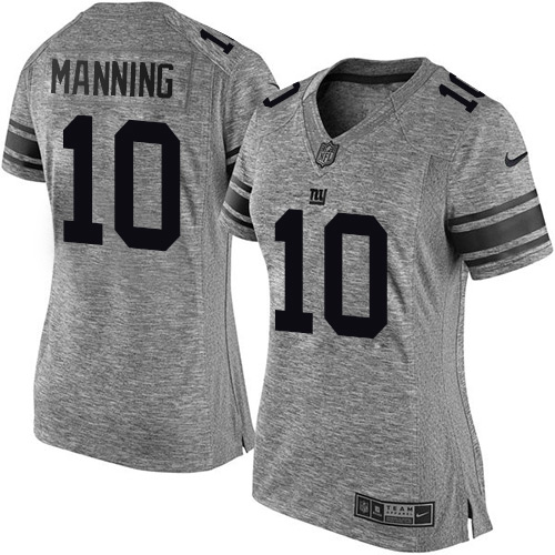 Women's Nike New York Giants #10 Eli Manning Limited Gray Gridiron NFL Jersey