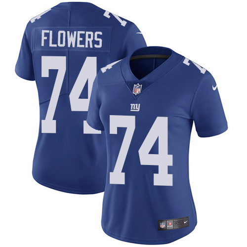 Women's Nike New York Giants #74 Ereck Flowers Royal Blue Team Color Vapor Untouchable Elite Player NFL Jersey