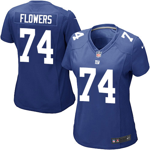 Women's Nike New York Giants #74 Ereck Flowers Game Royal Blue Team Color NFL Jersey