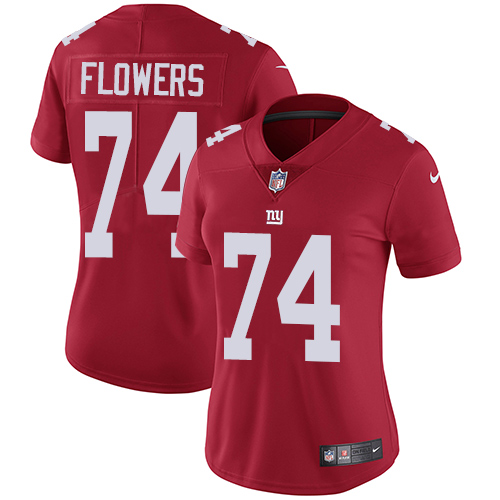 Women's Nike New York Giants #74 Ereck Flowers Red Alternate Vapor Untouchable Elite Player NFL Jersey
