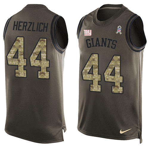 Men's Nike New York Giants #44 Mark Herzlich Limited Green Salute to Service Tank Top NFL Jersey