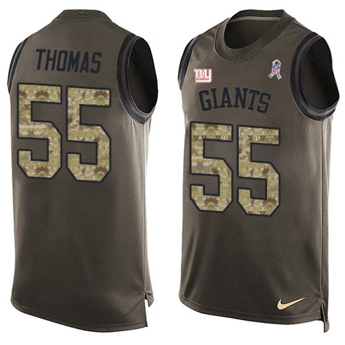 Men's Nike New York Giants #55 J.T. Thomas Limited Green Salute to Service Tank Top NFL Jersey