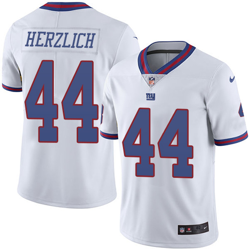 Men's Nike New York Giants #44 Mark Herzlich Elite White Rush Vapor Untouchable NFL Jersey