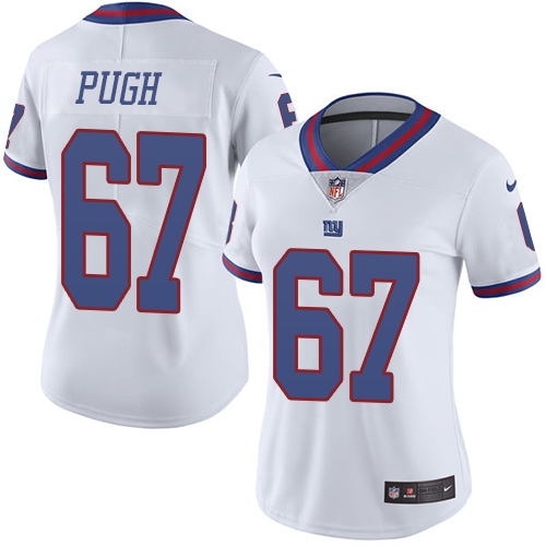 Women's Nike New York Giants #67 Justin Pugh Limited White Rush Vapor Untouchable NFL Jersey
