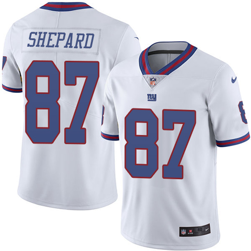 Men's Nike New York Giants #87 Sterling Shepard Elite White Rush Vapor Untouchable NFL Jersey