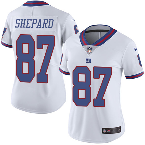 Women's Nike New York Giants #87 Sterling Shepard Limited White Rush Vapor Untouchable NFL Jersey