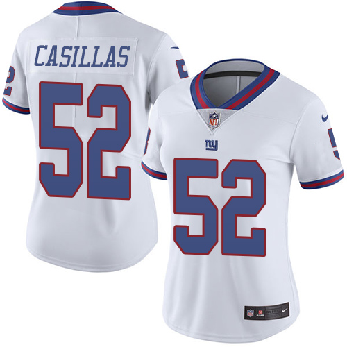 Women's Nike New York Giants #52 Jonathan Casillas Limited White Rush Vapor Untouchable NFL Jersey