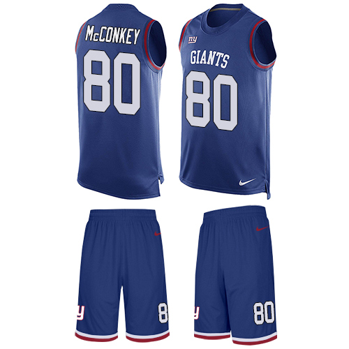 Men's Nike New York Giants #80 Phil McConkey Limited Royal Blue Tank Top Suit NFL Jersey