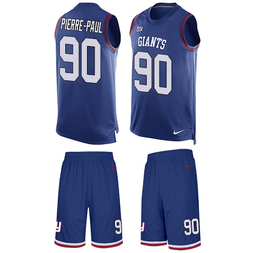 Men's Nike New York Giants #90 Jason Pierre-Paul Limited Royal Blue Tank Top Suit NFL Jersey