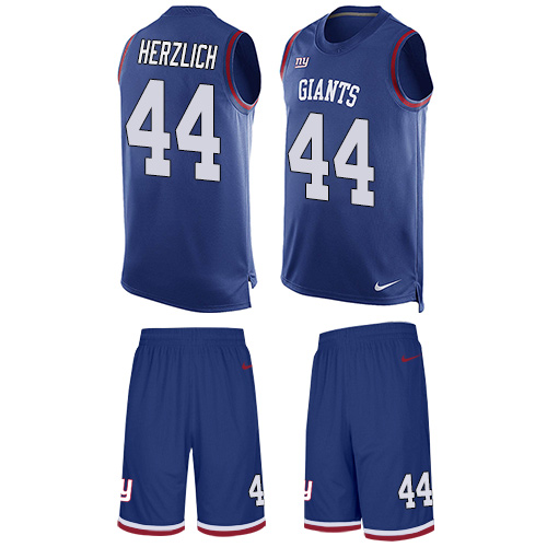 Men's Nike New York Giants #44 Mark Herzlich Limited Royal Blue Tank Top Suit NFL Jersey