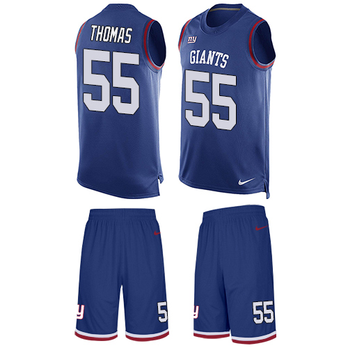 Men's Nike New York Giants #55 J.T. Thomas Limited Royal Blue Tank Top Suit NFL Jersey