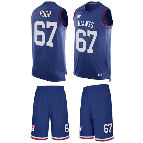 Men's Nike New York Giants #67 Justin Pugh Limited Royal Blue Tank Top Suit NFL Jersey