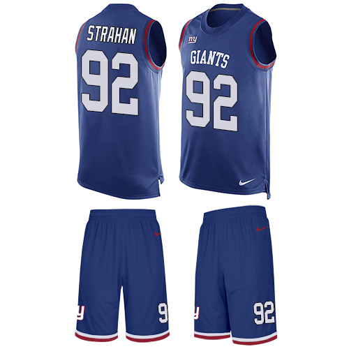 Men's Nike New York Giants #92 Michael Strahan Limited Royal Blue Tank Top Suit NFL Jersey