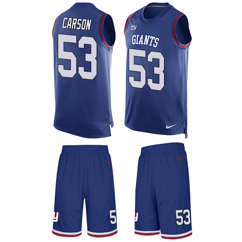 Men's Nike New York Giants #53 Harry Carson Limited Royal Blue Tank Top Suit NFL Jersey