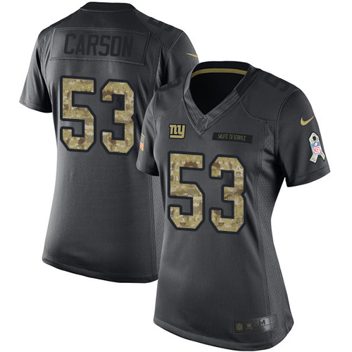 Women's Nike New York Giants #53 Harry Carson Limited Black 2016 Salute to Service NFL Jersey
