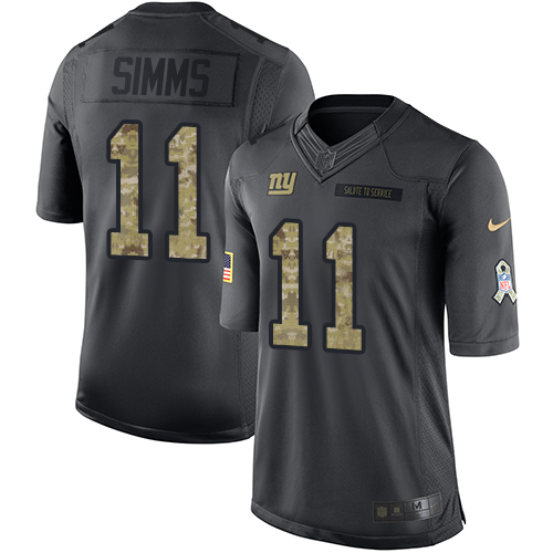 Men's Nike New York Giants #11 Phil Simms Limited Black 2016 Salute to Service NFL Jersey