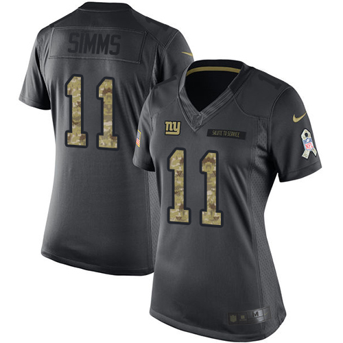 Women's Nike New York Giants #11 Phil Simms Limited Black 2016 Salute to Service NFL Jersey