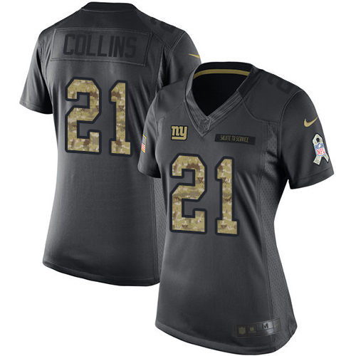Women's Nike New York Giants #21 Landon Collins Limited Black 2016 Salute to Service NFL Jersey