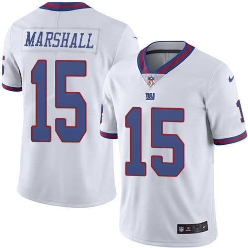 Men's Nike New York Giants #15 Brandon Marshall Limited White Rush Vapor Untouchable NFL Jersey