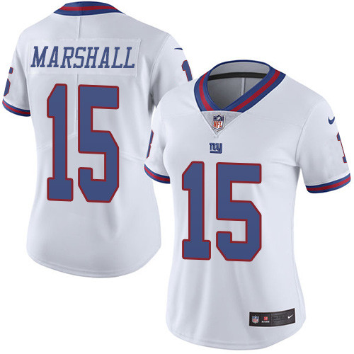 Women's Nike New York Giants #15 Brandon Marshall Limited White Rush Vapor Untouchable NFL Jersey