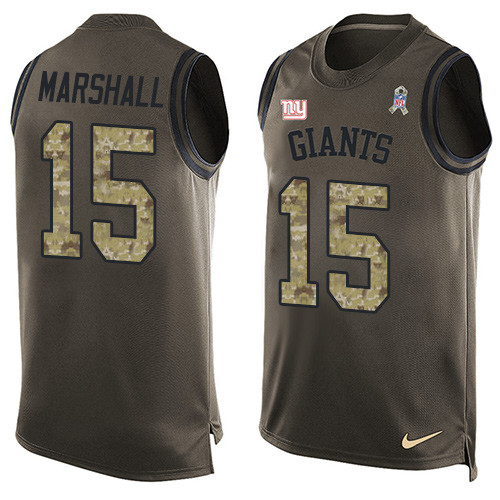 Men's Nike New York Giants #15 Brandon Marshall Limited Green Salute to Service Tank Top NFL Jersey