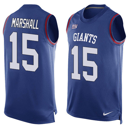 Men's Nike New York Giants #15 Brandon Marshall Limited Royal Blue Player Name & Number Tank Top NFL Jersey