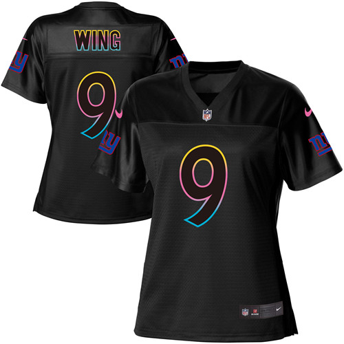 Women's Nike New York Giants #9 Brad Wing Game Black Fashion NFL Jersey