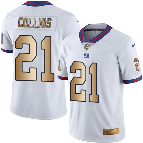 Men's Nike New York Giants #21 Landon Collins Limited White/Gold Rush Vapor Untouchable NFL Jersey
