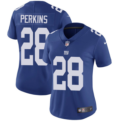 Women's Nike New York Giants #28 Paul Perkins Royal Blue Team Color Vapor Untouchable Elite Player NFL Jersey