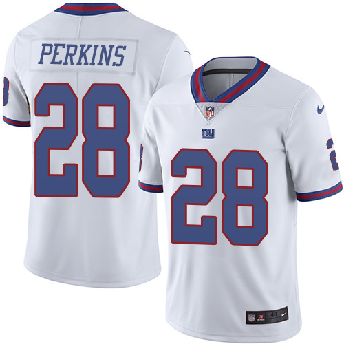 Men's Nike New York Giants #28 Paul Perkins Elite White Rush Vapor Untouchable NFL Jersey