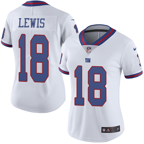 Women's Nike New York Giants #18 Roger Lewis Limited White Rush Vapor Untouchable NFL Jersey