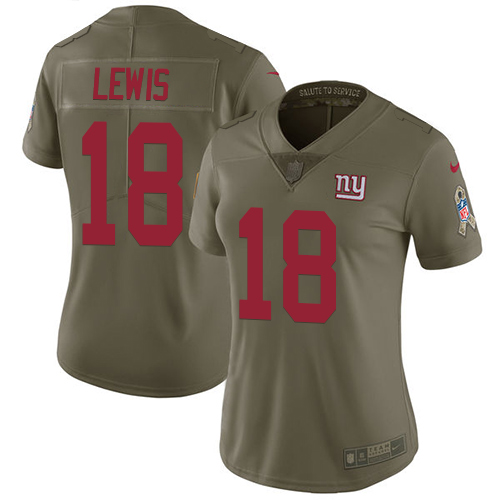 Women's Nike New York Giants #18 Roger Lewis Limited Olive 2017 Salute to Service NFL Jersey