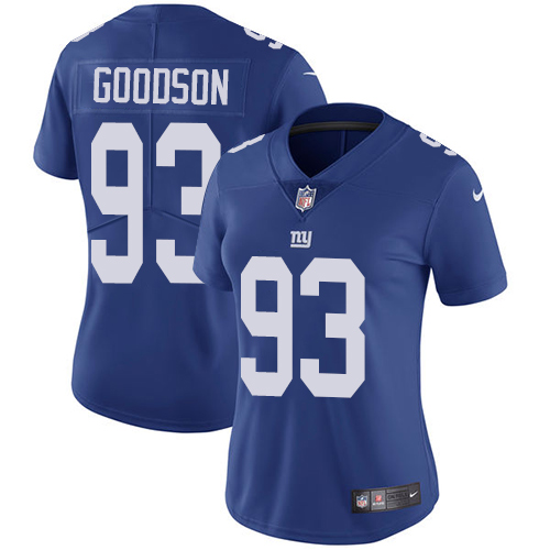 Women's Nike New York Giants #93 B.J. Goodson Royal Blue Team Color Vapor Untouchable Elite Player NFL Jersey