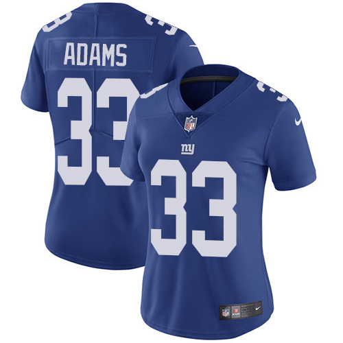 Women's Nike New York Giants #33 Andrew Adams Royal Blue Team Color Vapor Untouchable Elite Player NFL Jersey