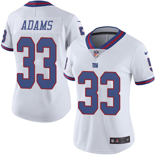 Women's Nike New York Giants #33 Andrew Adams Limited White Rush Vapor Untouchable NFL Jersey