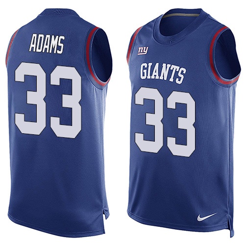 Men's Nike New York Giants #33 Andrew Adams Limited Royal Blue Player Name & Number Tank Top NFL Jersey