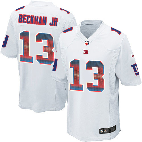 Youth Nike New York Giants #13 Odell Beckham Jr Limited White Strobe NFL Jersey