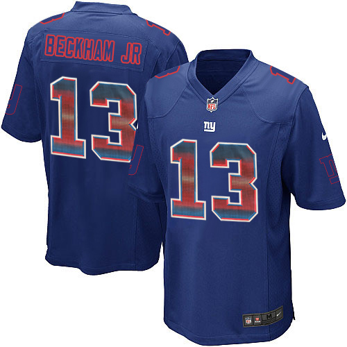 Men's Nike New York Giants #13 Odell Beckham Jr Limited Royal Blue Strobe NFL Jersey
