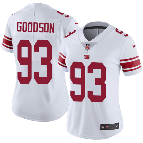 Women's Nike New York Giants #93 B.J. Goodson White Vapor Untouchable Limited Player NFL Jersey