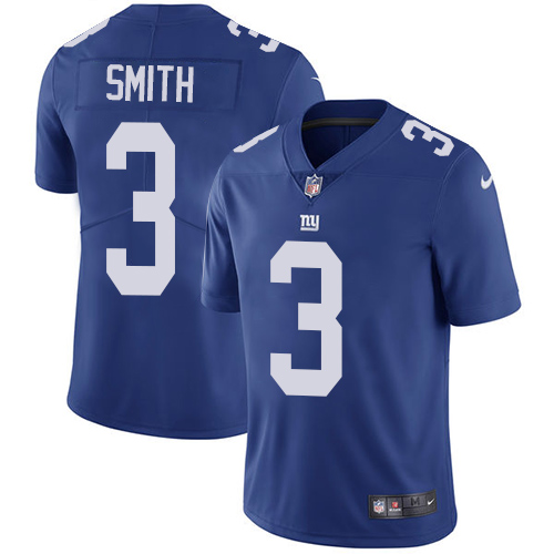 Men's Nike New York Giants #3 Geno Smith Royal Blue Team Color Vapor Untouchable Limited Player NFL Jersey