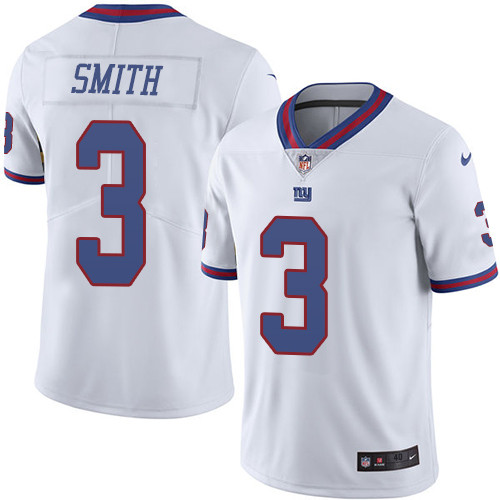 Men's Nike New York Giants #3 Geno Smith Elite White Rush Vapor Untouchable NFL Jersey