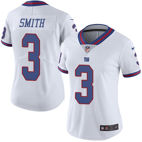 Women's Nike New York Giants #3 Geno Smith Limited White Rush Vapor Untouchable NFL Jersey