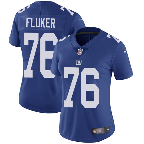 Women's Nike New York Giants #76 D.J. Fluker Royal Blue Team Color Vapor Untouchable Elite Player NFL Jersey